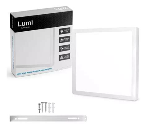 L Mpara De Techo Cuadrada Superpuesta Super Led W Bivolt Blanca