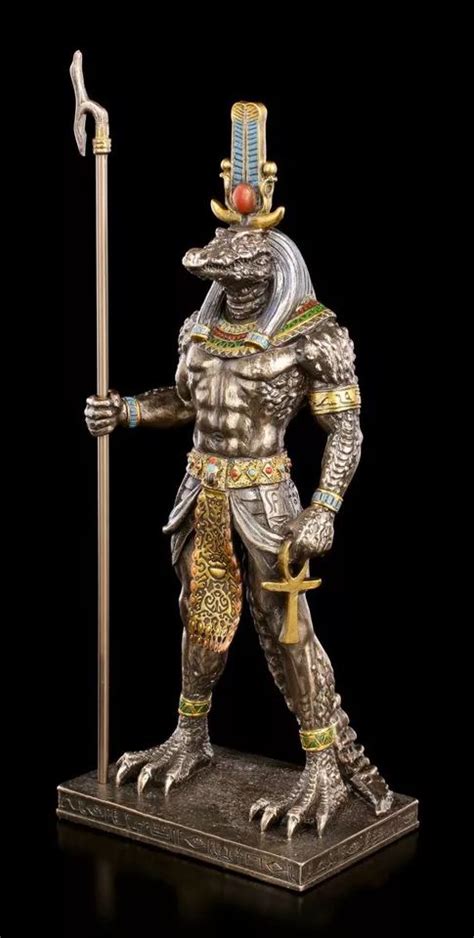 Sobek Figur Altägyptischer Gott mit Krokodilkopf Ägyptischer Gott