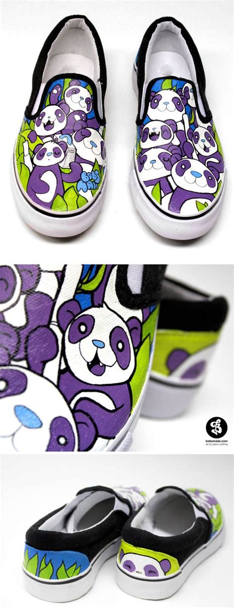 Panda Slip Ons By Bobsmade Custom Shoes Diy Custom Vans Shoes