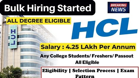 Hcl Biggest Off Campus Drive Salary 425 Lpa All Degree Eligible Hcl Recruitment For