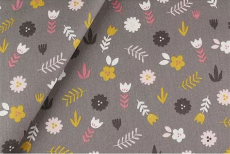 Tissu Coton Petites Fleurs Al Atoires Gris