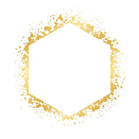 Abstract Hexagon Gold Ink Splatter Frame. Golden foil spray geometric ...