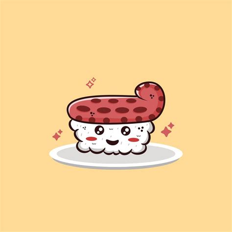 cute illustration of sushi on a plate 15806096 Vector Art at Vecteezy