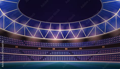 Sports stadium illuminated at night Stock Vector | Adobe Stock