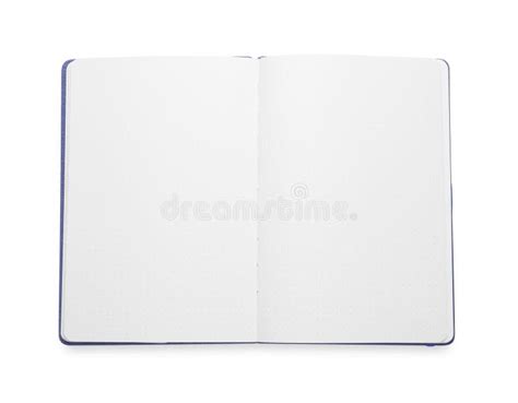 Open Blank Office Notebook And Pen Isolated On White Top View Stock