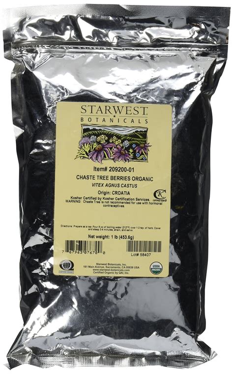 Starwest Botanicals Organic Chaste Tree Berries Whole Lb Premium