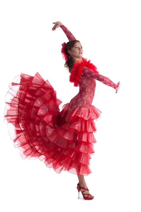 Woman Flamenco Dancer In Red Costume Isolated Stock Photo Image Of