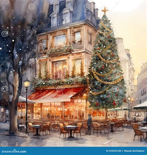 Christmas House Decoration in the Snow Drawing and Watercolor Stock ...