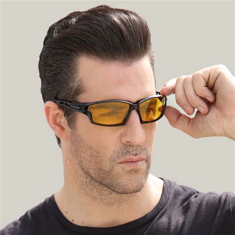 Buy Yellow Night Vision Mens Polarized Sunglasses Anti