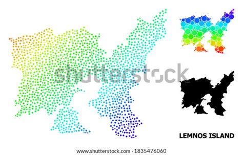 Pixel Spectral Monochrome Map Lemnos Island Stock Vector Royalty Free