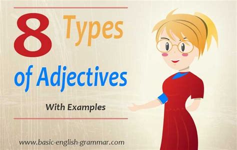 types  adjectives  english grammar  examples english adjectives adjectives