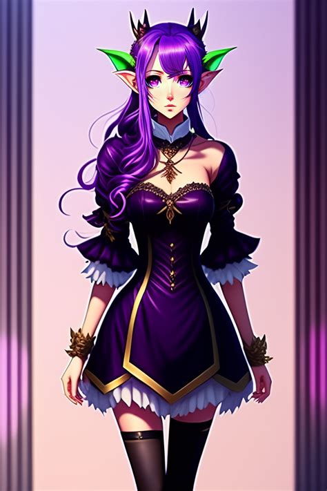 Lexica Full Body 20 Year Old Girl Anime Forest Elf Purple Hair