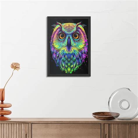 Poster Colored Owl Rechthoek Verticaal Met Lijst Xl X Cm