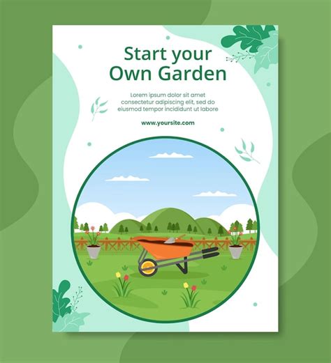 Premium Vector Gardening Poster Template Flat Cartoon Background