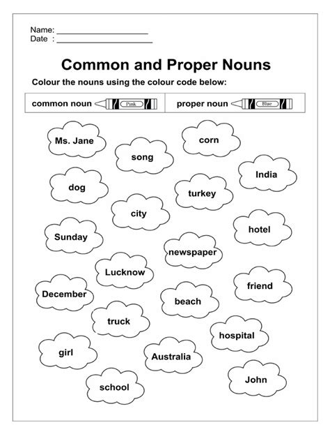 Common Proper Noun Worksheet | PDF