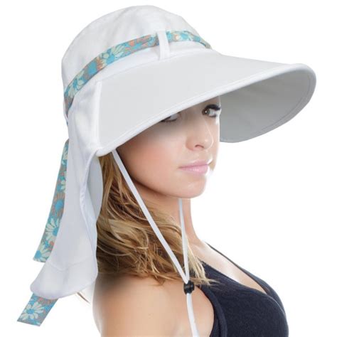 Women Sun Flap Hat with Adjustable Drawstring Hiking Cap Wide Brim ...