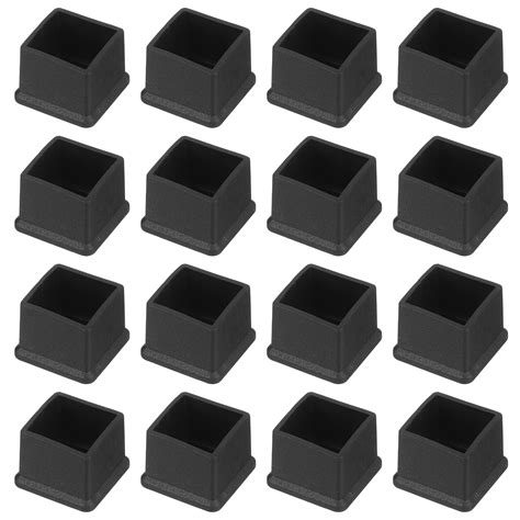 Uxcell 36Pack PVC Square Chair Leg Caps 19mm X 19mm OD Black Furniture