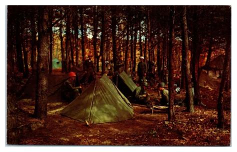 SCÈNE BIVOUAC TYPIQUE années 1950 60 à Fort Dix New Jersey carte