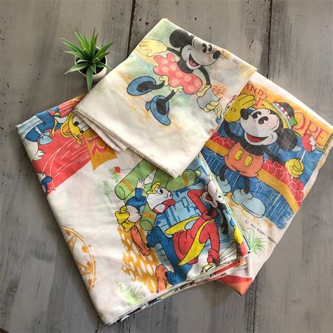 Vintage 1980's Mickey Mouse Sheet Set Retro 80s Disney Three Piece ...