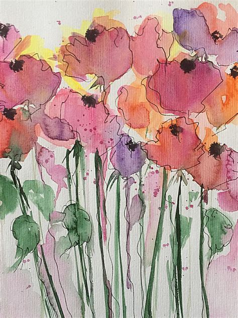 Watercolor Colorful Flowers Art Print By Britta Zehm Abstract Floral