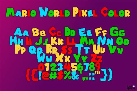 Mario World Pixel Color Font Brotherszzz Paramount17 Fonts Fontspace