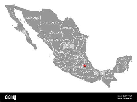 Tlaxcala red highlighted in map of Mexico Stock Photo - Alamy