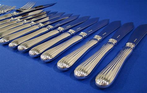 Set Of Victorian Silver Fish Knives Forks With Fish Servers Made