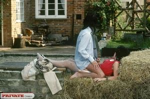 Beautiful Babe Wearing Red Blouse Yellow Skirt And Whit XXX Dessert