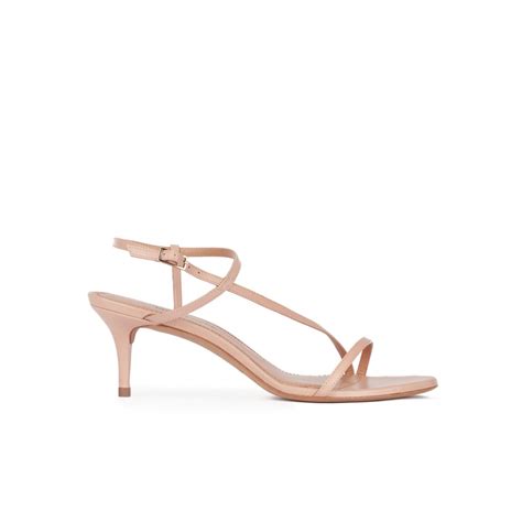 Strappy Mid Stiletto Heel Sandals In Nude Leather Pura Lopez