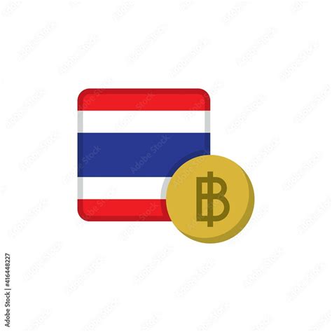 Thai money and flag flat icon, vector sign, Baht currency with flag ...