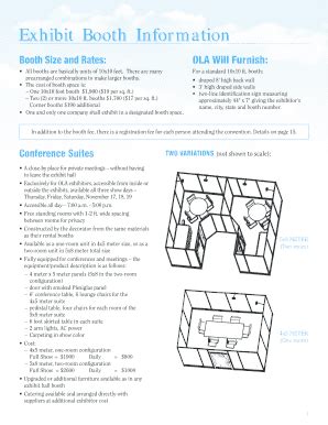 Fillable Online Ola Labs Exhibit Booth Information Exhibit Booth