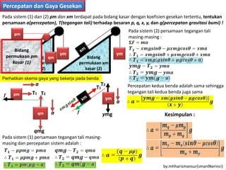 Hukum Newton Percepatan Dan Gaya Gesekan PPT