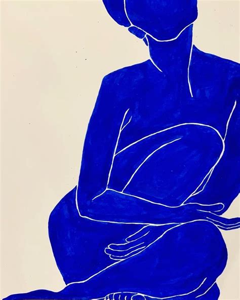 Blue figure blue naked Linogravura Arte abstrata contemporânea