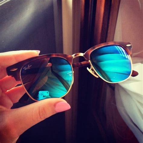 Óculos de Sol Ray Ban Clubmaster Tartaruga Azul Espelhado RB3016