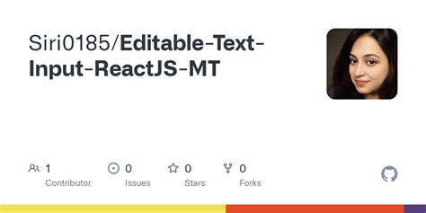 GitHub Siri0185 Editable Text Input ReactJS MT