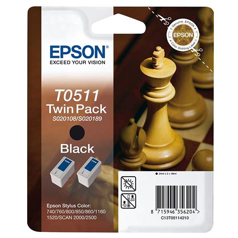 Original Epson T051 Black Twin Pack Ink Cartridges C13T05114210