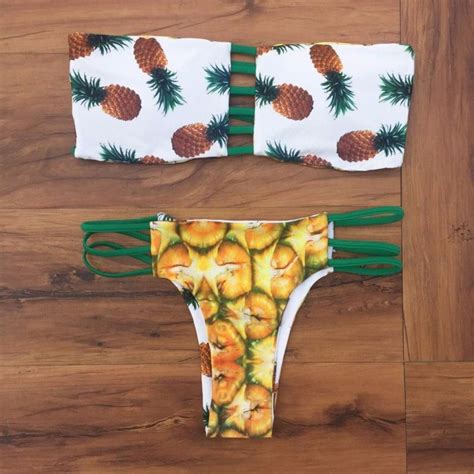 Reversible Pineapple Print Women Bikini Set Daisy Dress For Less