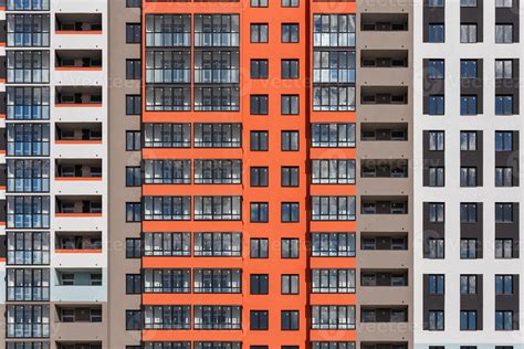 Full Frame Background Of New High Rise Apartament Building Wall With