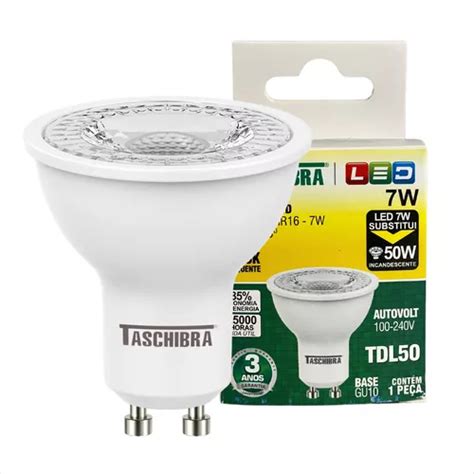 Lâmpada De Led Dicróica Mr16 Tdl 50 7w Gu10 Taschibra MercadoLivre