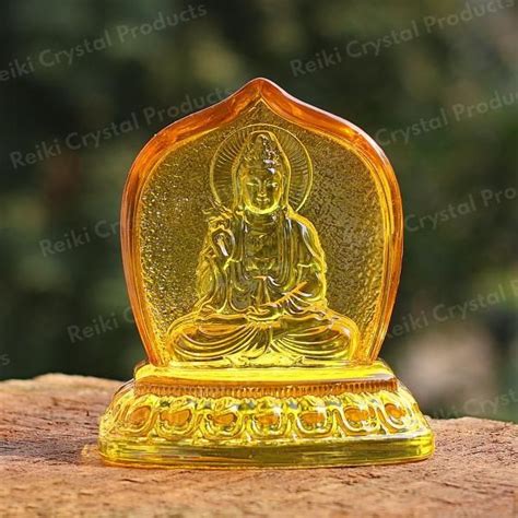 Feng Shui Glass Lady Buddha Yin Kuan Yin Tara Devi Goddess Statue Showpiece