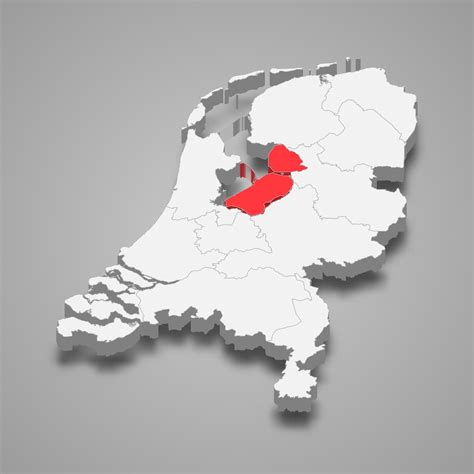 Flevoland province location within Netherlands 3d map 21852317 Vector ...