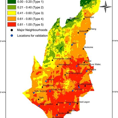 Map Showing The Spatial Distribution Of Target Area Index Classified