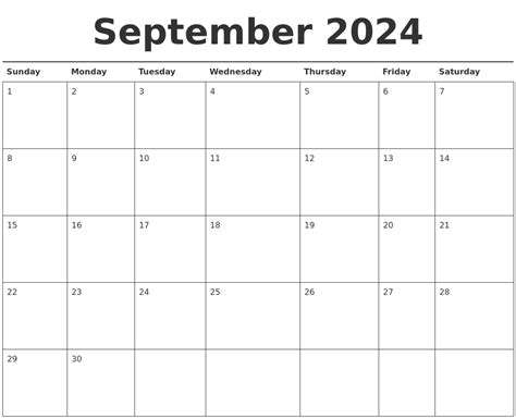 September 2024 Calendar Printable