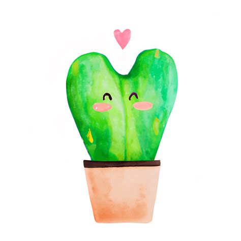 Valentine Cactus Kawaii Chibi Cartoon · Creative Fabrica