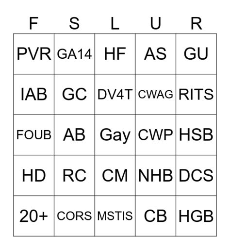 Gay Trauma Bingo Card