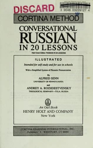 Conversational Russian In Lessons By Alfred Erich Senn Open Library