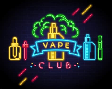 Premium Vector Vape Club Sign Board With Neon Light Glowing Element