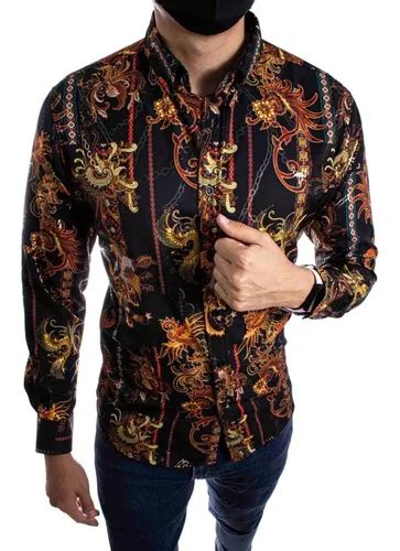 Camisa Hombre Casual Slim Fit Negra Floreada Rojo Moon Rai Meses