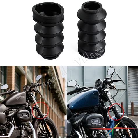 Papanda Motorbike Black 39mm Rubber Front Fork Gaiters Gators Boots