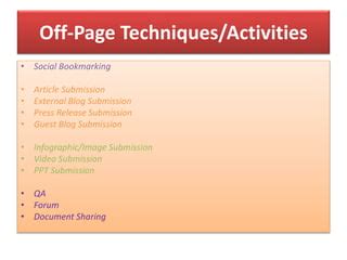 Off Page SEO Tutorial PPT